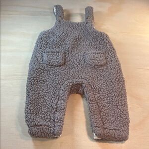 Gerber Modern Moments Gray Sherpa Kids Overalls Sz 6 to 9 months